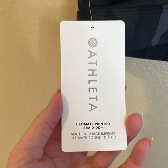 NWT Athleta Ultimate Camo Printed Bra D-DD 3X Grey Black Sports Athletic - Picture 5 of 11